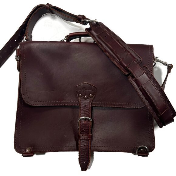 Saddleback Leather Large Classic Thin Briefcase Dark Coffee Brown Travel Bag